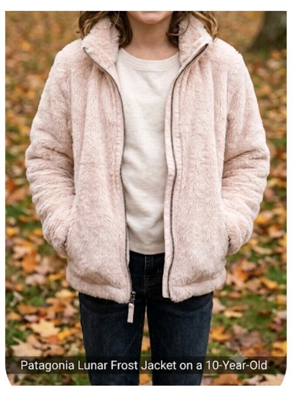Patagonia Lunar Frost Jacket Girls' Size XL (14) Ivory Cream 68595 Fleece Zip